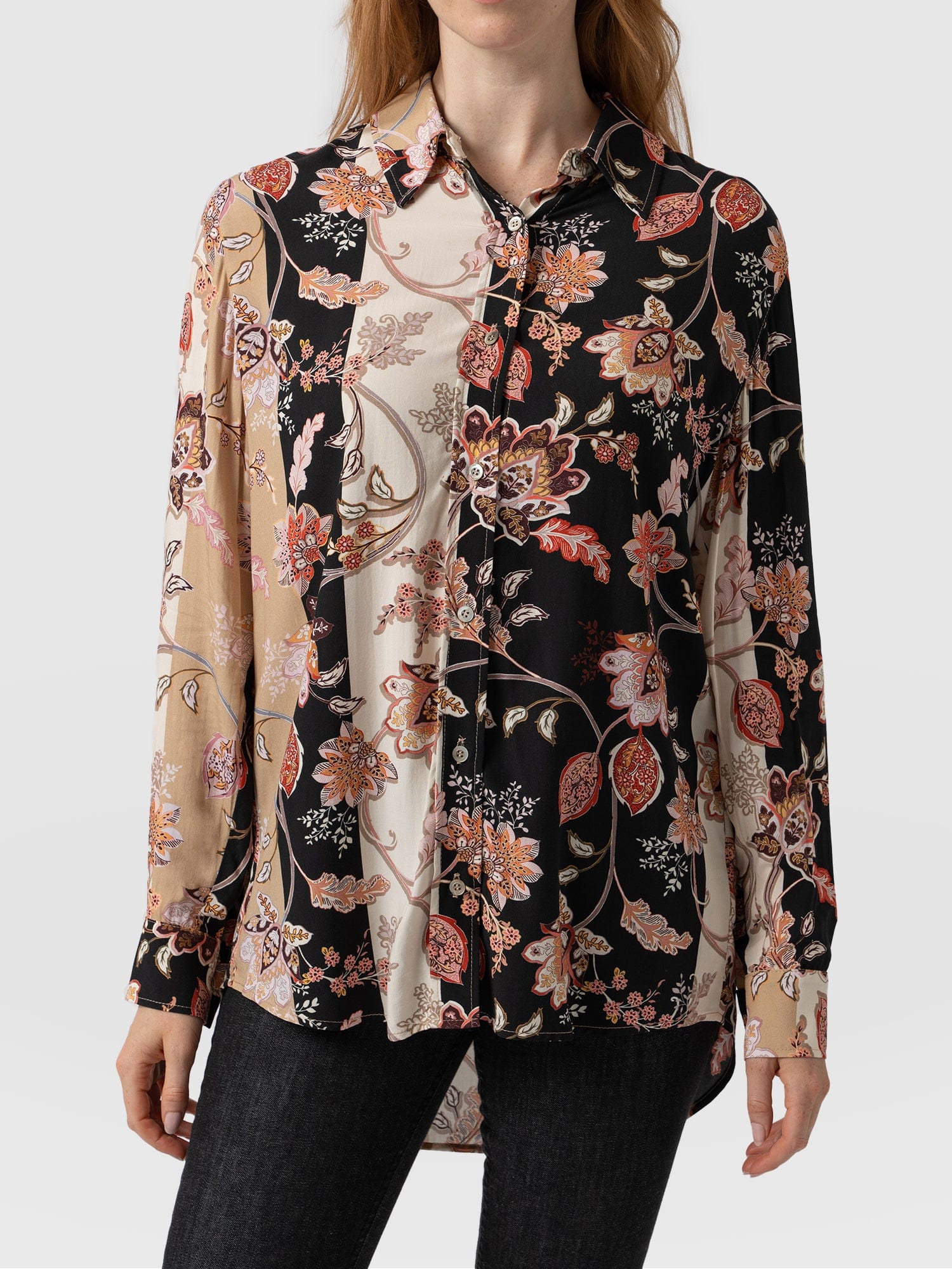 Boyfriend Shirt Paisley Stripe - Women's Shirts | Saint + Sofia® USA